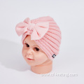 Winter Knitted Beanie with bowknot for baby